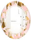 Gold and Rose Cubes II - Modern Round or Oval Wall Mirror - Triple C