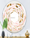 Gold and Rose Cubes II - Modern Round or Oval Wall Mirror - Whirl