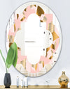 Gold and Rose Cubes II - Modern Round or Oval Wall Mirror - Quatrefoil