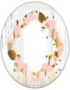 Gold and Rose Cubes II - Modern Round or Oval Wall Mirror - Quatrefoil