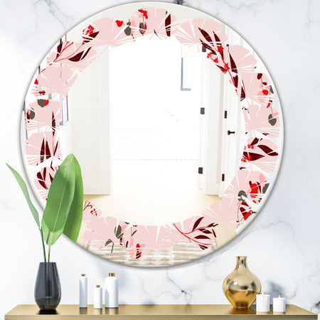 Bright Eucalyptus Floral Pattern II - Cottage Round or Oval Wall Mirror - Leaves