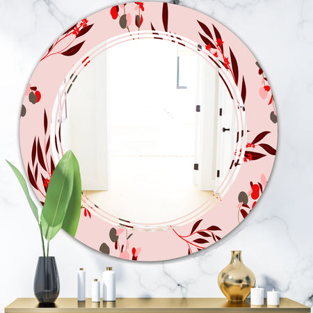 Bright Eucalyptus Floral Pattern II - Cottage Round or Oval Wall Mirror - Triple C