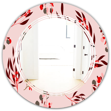 Bright Eucalyptus Floral Pattern II - Cottage Round or Oval Wall Mirror - Triple C