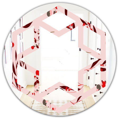 Bright Eucalyptus Floral Pattern II - Cottage Round or Oval Wall Mirror - Hexagon Star