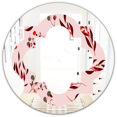 Bright Eucalyptus Floral Pattern II - Cottage Round or Oval Wall Mirror - Quatrefoil