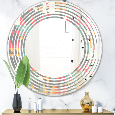 Retro Abstract Design V - Modern Round or Oval Wall Mirror - Wave