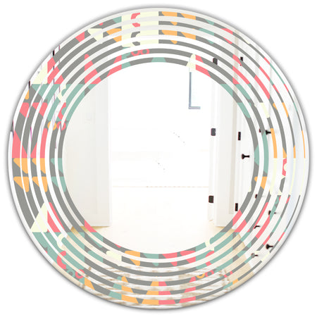 Retro Abstract Design V - Modern Round or Oval Wall Mirror - Wave