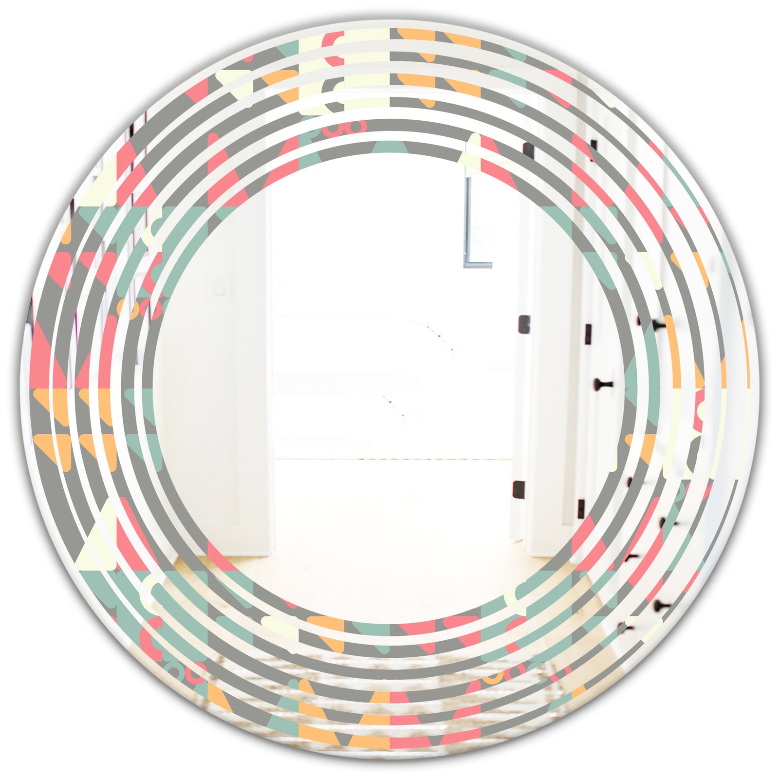 Retro Abstract Design V - Modern Round or Oval Wall Mirror - Wave