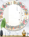 Retro Abstract Design V - Modern Round or Oval Wall Mirror - Leaves