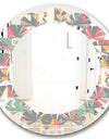 Retro Abstract Design V - Modern Round or Oval Wall Mirror - Leaves