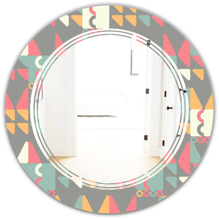Retro Abstract Design V - Modern Round or Oval Wall Mirror - Triple C
