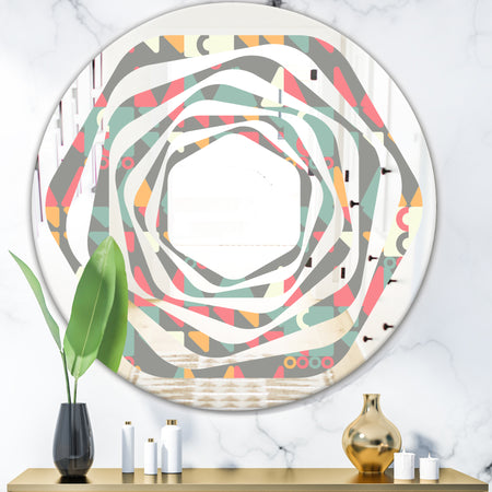 Retro Abstract Design V - Modern Round or Oval Wall Mirror - Whirl