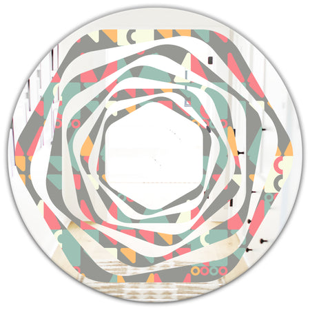 Retro Abstract Design V - Modern Round or Oval Wall Mirror - Whirl