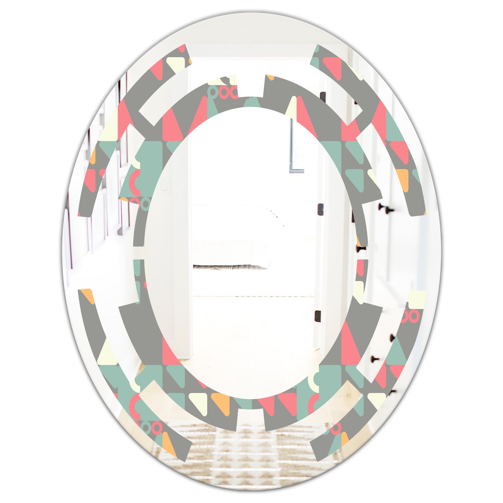 Retro Abstract Design V - Modern Round or Oval Wall Mirror - Space