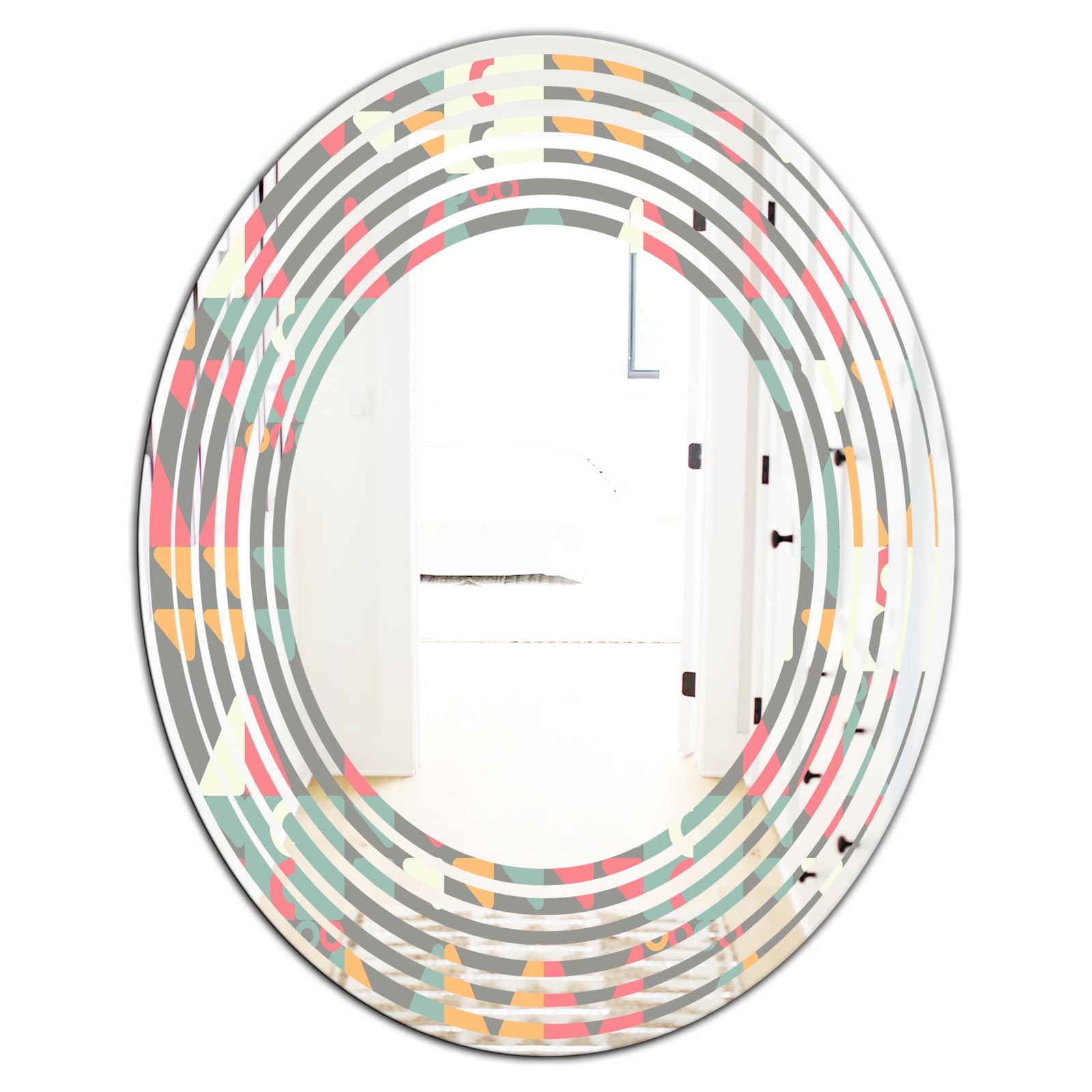 Retro Abstract Design V - Modern Round or Oval Wall Mirror - Wave