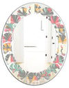 Retro Abstract Design V - Modern Round or Oval Wall Mirror - Leaves