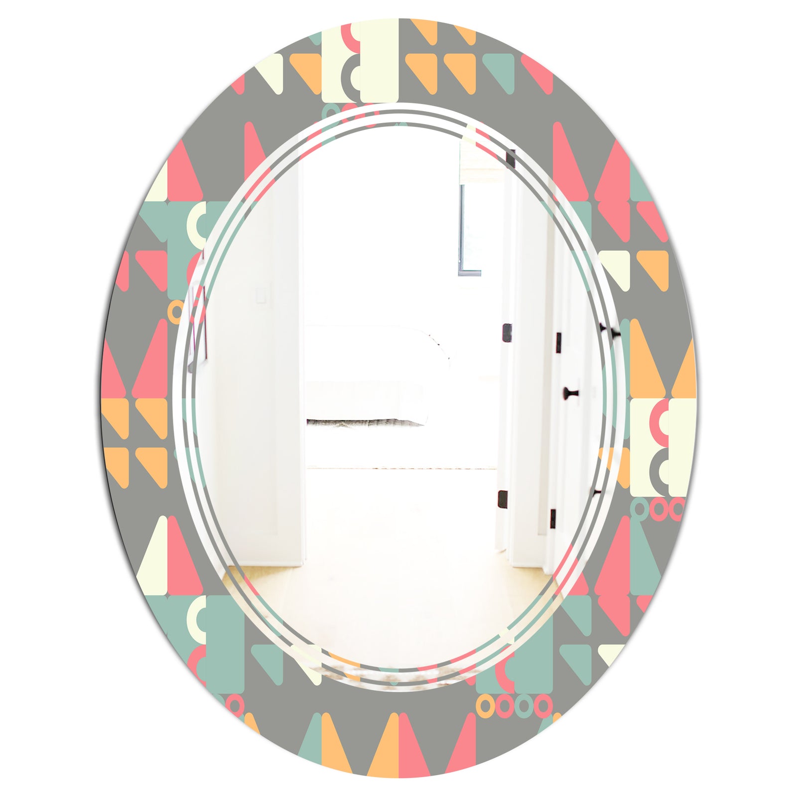 Retro Abstract Design V - Modern Round or Oval Wall Mirror - Triple C