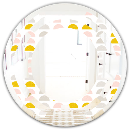 Retro Pastel Circular Pattern III - Modern Round or Oval Wall Mirror - Space
