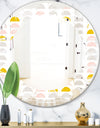 Retro Pastel Circular Pattern III - Modern Round or Oval Wall Mirror - Leaves