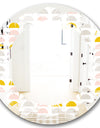 Retro Pastel Circular Pattern III - Modern Round or Oval Wall Mirror - Leaves
