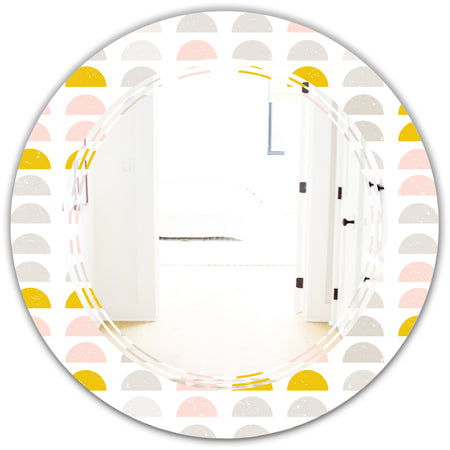 Retro Pastel Circular Pattern III - Modern Round or Oval Wall Mirror - Triple C