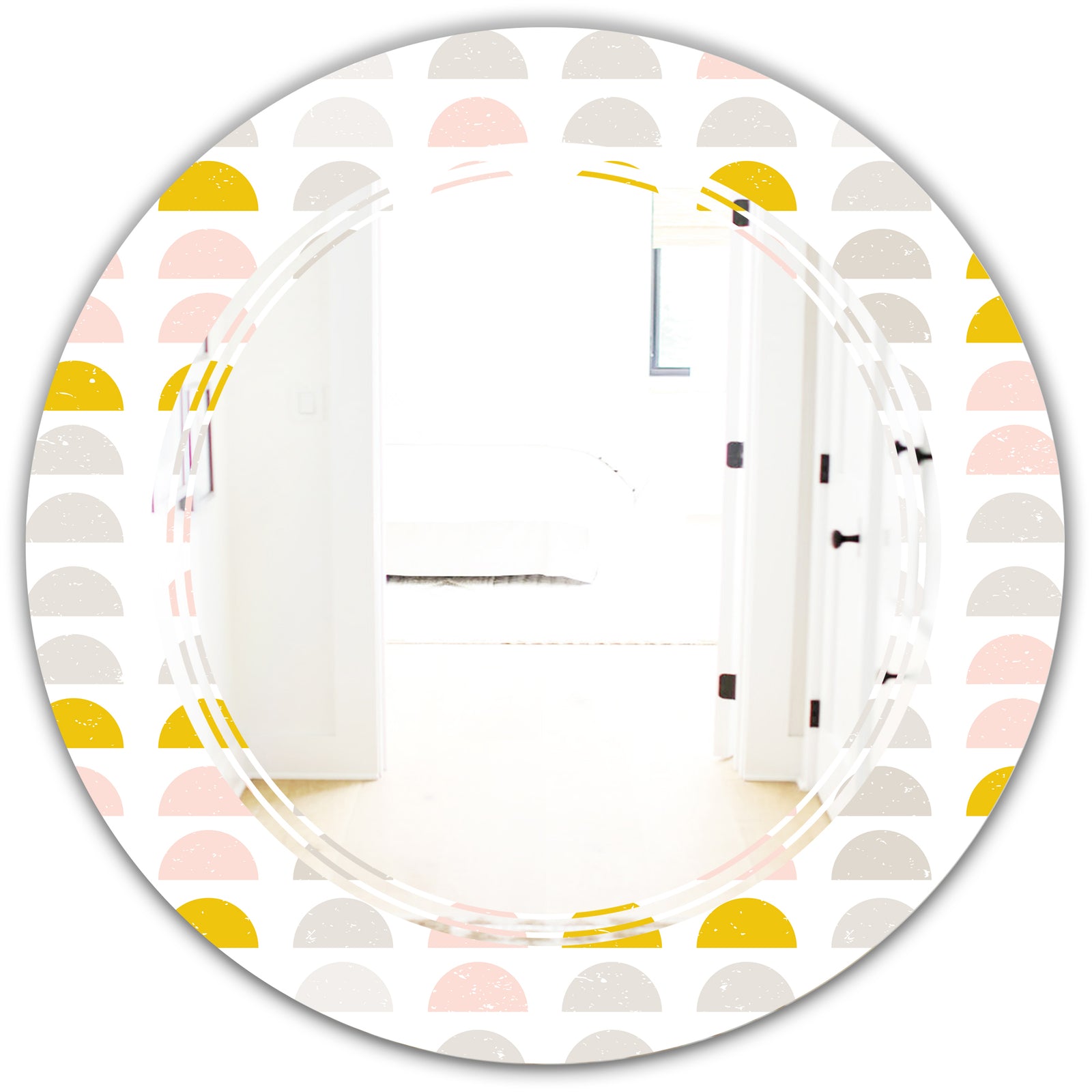 Retro Pastel Circular Pattern III - Modern Round or Oval Wall Mirror - Triple C
