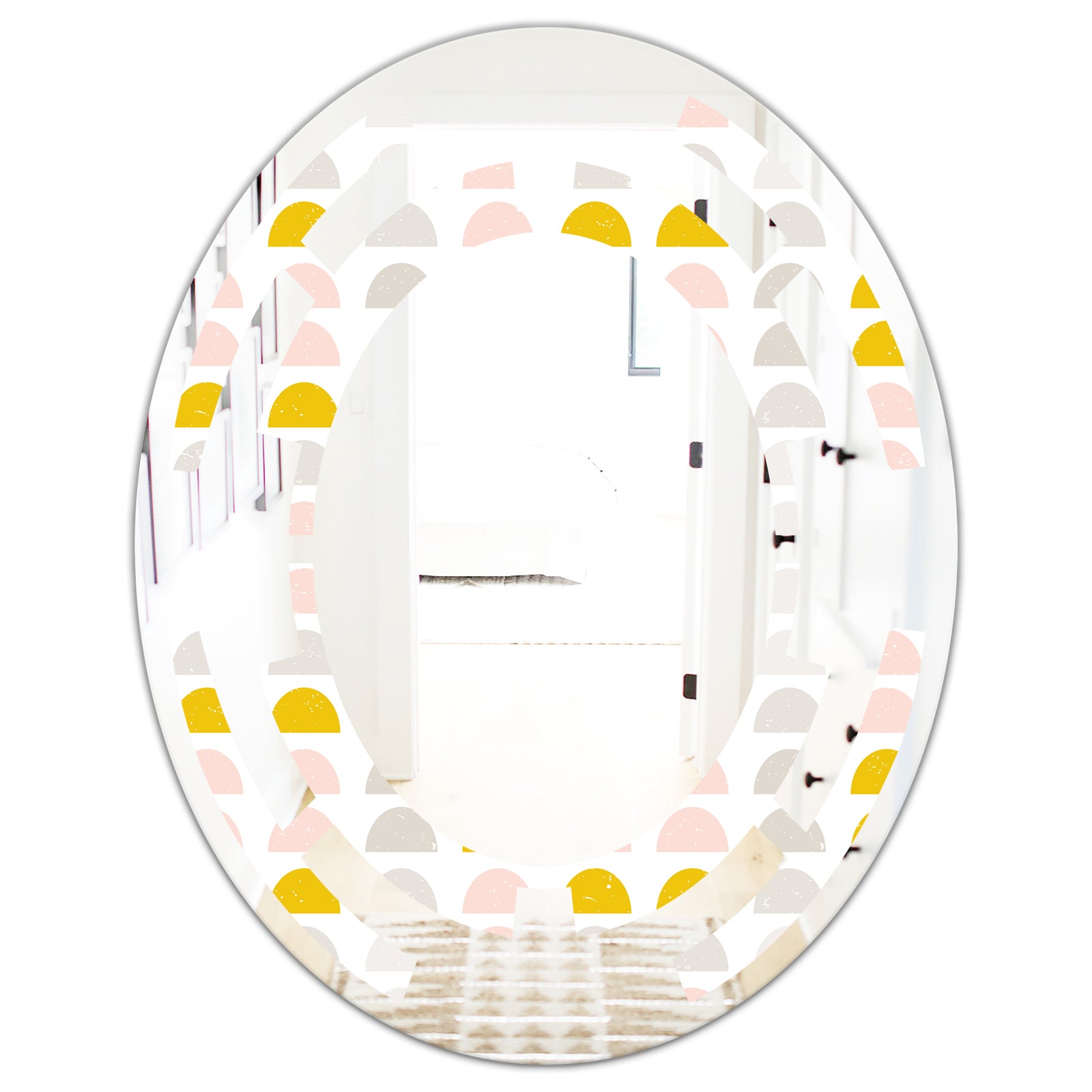 Retro Pastel Circular Pattern III - Modern Round or Oval Wall Mirror - Space