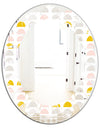 Retro Pastel Circular Pattern III - Modern Round or Oval Wall Mirror - Leaves