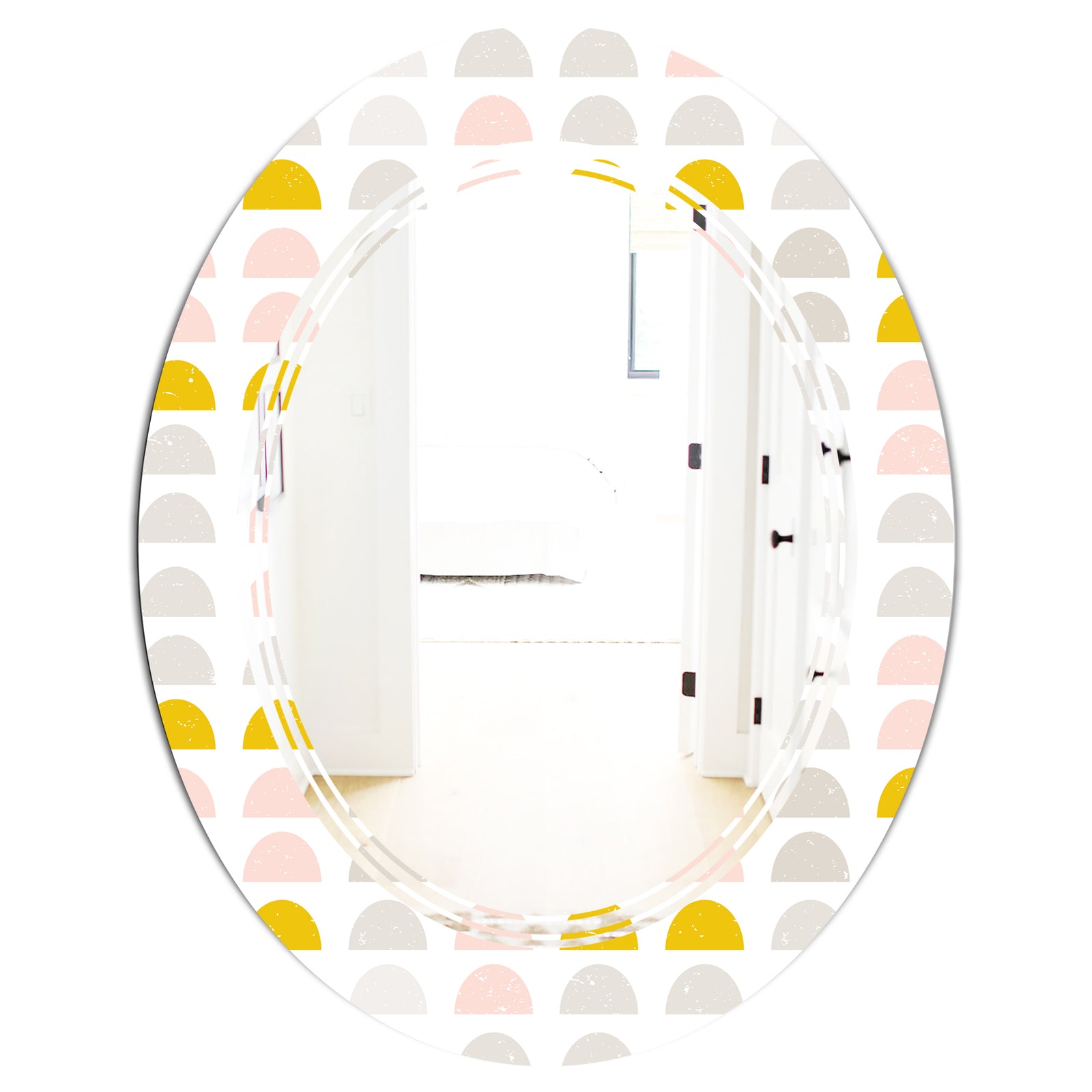 Retro Pastel Circular Pattern III - Modern Round or Oval Wall Mirror - Triple C