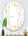 Retro Pastel Circular Pattern III - Modern Round or Oval Wall Mirror - Quatrefoil