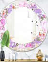 pattern with country roses - Modern Round or Oval Wall Mirror - Leaves