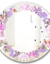 pattern with country roses - Modern Round or Oval Wall Mirror - Leaves