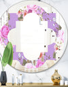 pattern with country roses - Modern Round or Oval Wall Mirror - Quatrefoil