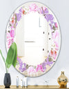 pattern with country roses - Modern Round or Oval Wall Mirror - Leaves