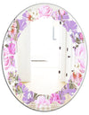 pattern with country roses - Modern Round or Oval Wall Mirror - Leaves
