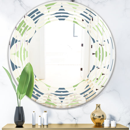 Retro Geometric Design V - Modern Round or Oval Wall Mirror - Wave