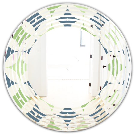 Retro Geometric Design V - Modern Round or Oval Wall Mirror - Wave