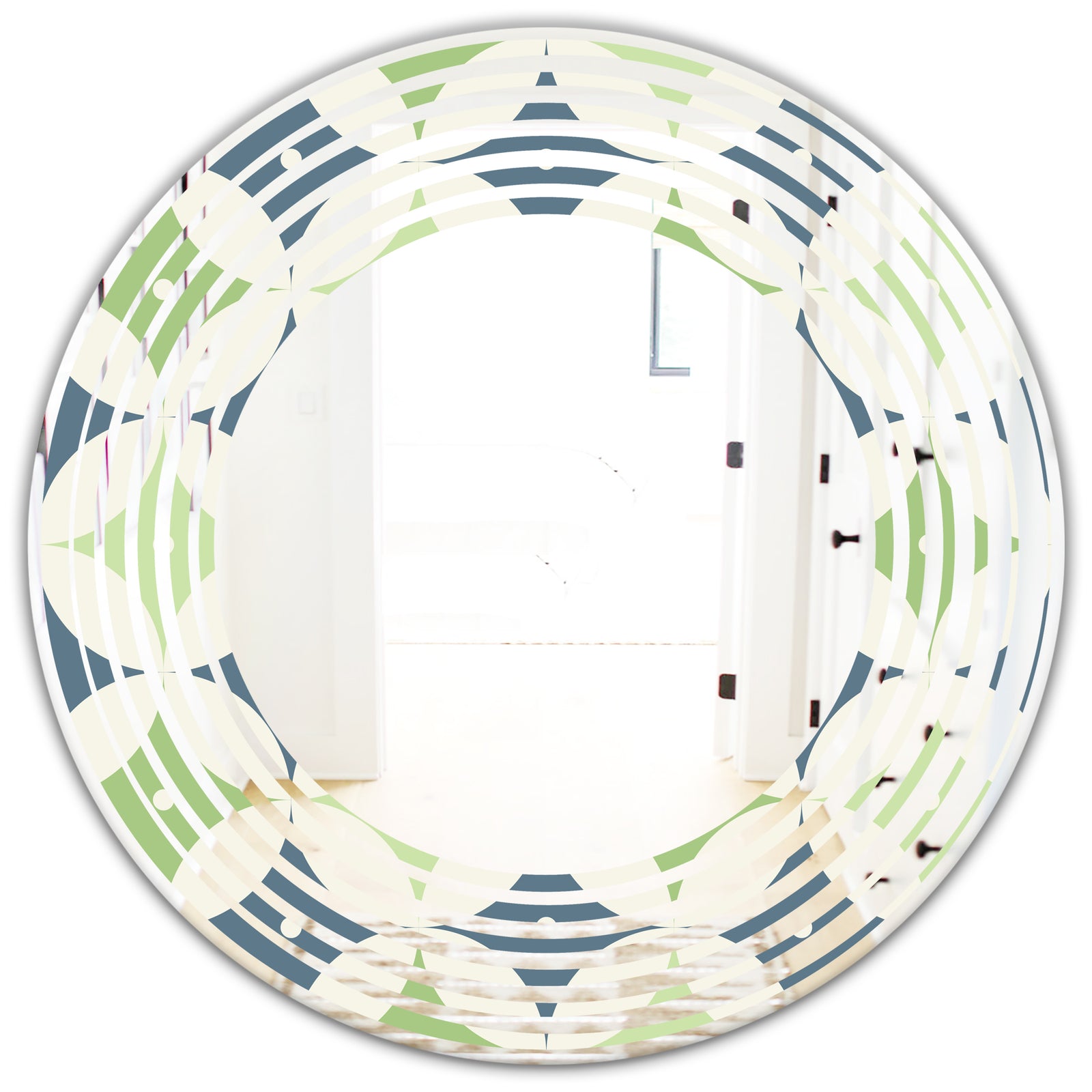 Retro Geometric Design V - Modern Round or Oval Wall Mirror - Wave