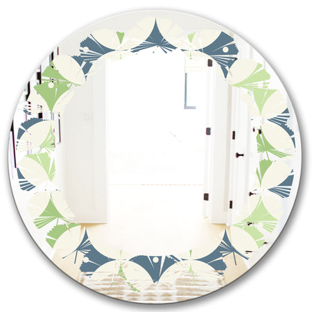 Retro Geometric Design V - Modern Round or Oval Wall Mirror - Leaves
