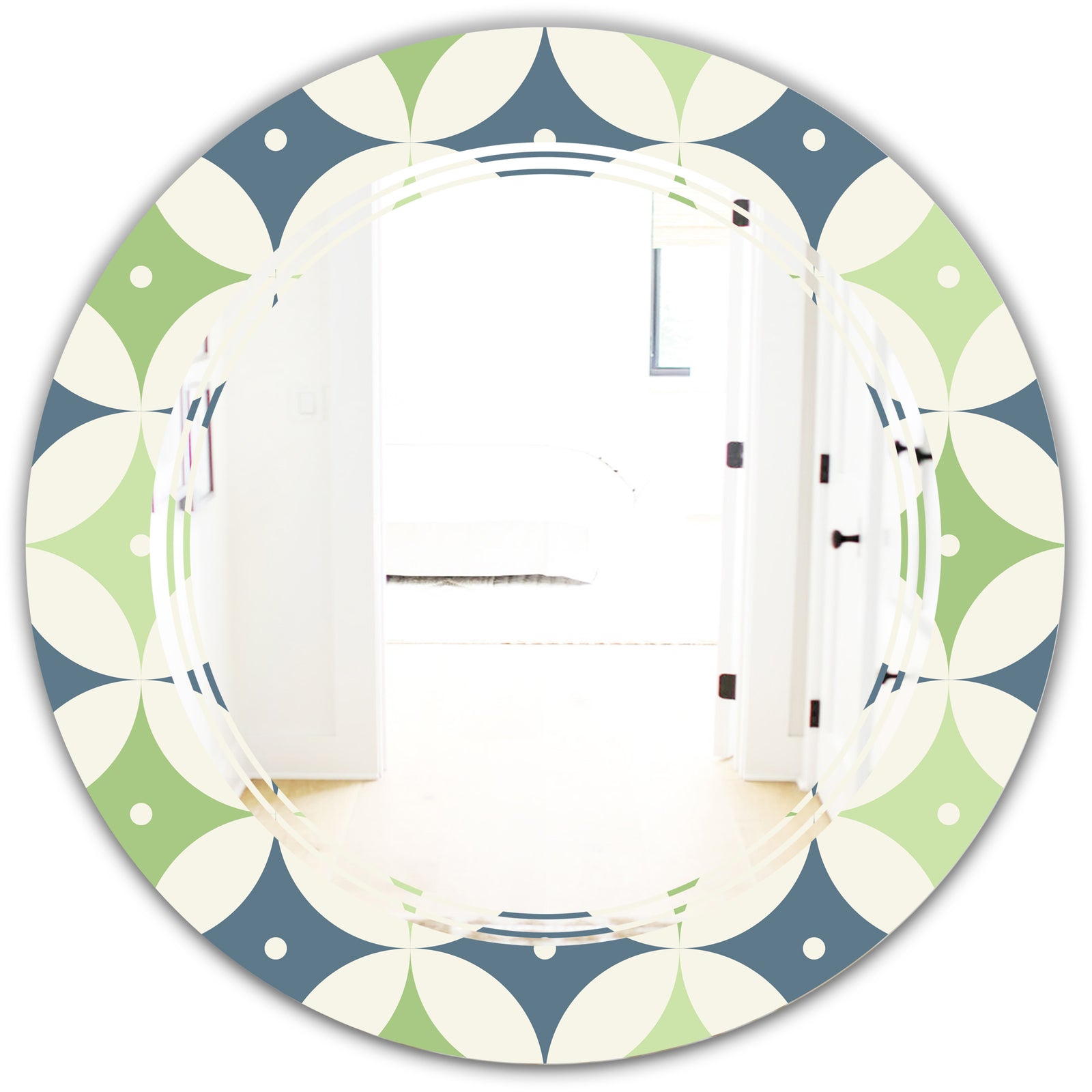 Retro Geometric Design V - Modern Round or Oval Wall Mirror - Triple C