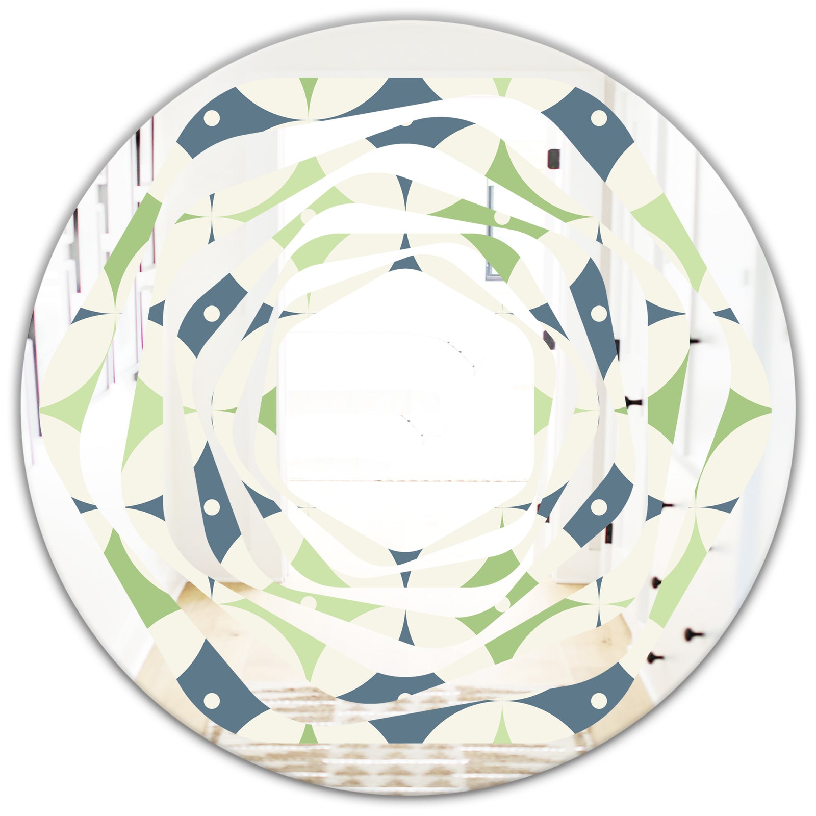 Retro Geometric Design V - Modern Round or Oval Wall Mirror - Whirl
