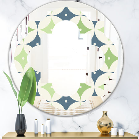 Retro Geometric Design V - Modern Round or Oval Wall Mirror - Quatrefoil