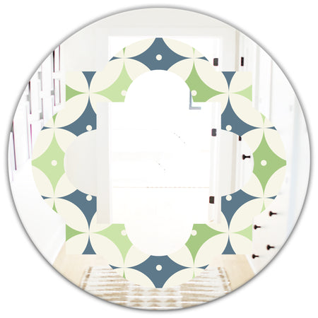 Retro Geometric Design V - Modern Round or Oval Wall Mirror - Quatrefoil