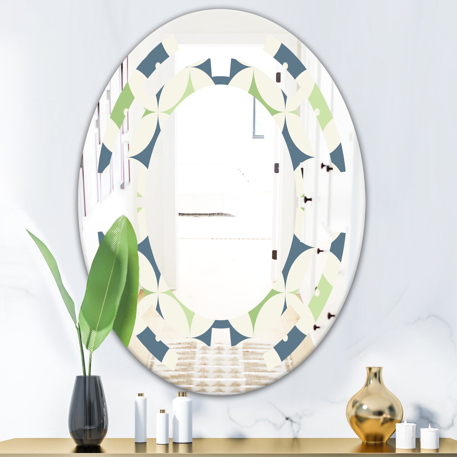 Retro Geometric Design V - Modern Round or Oval Wall Mirror - Space