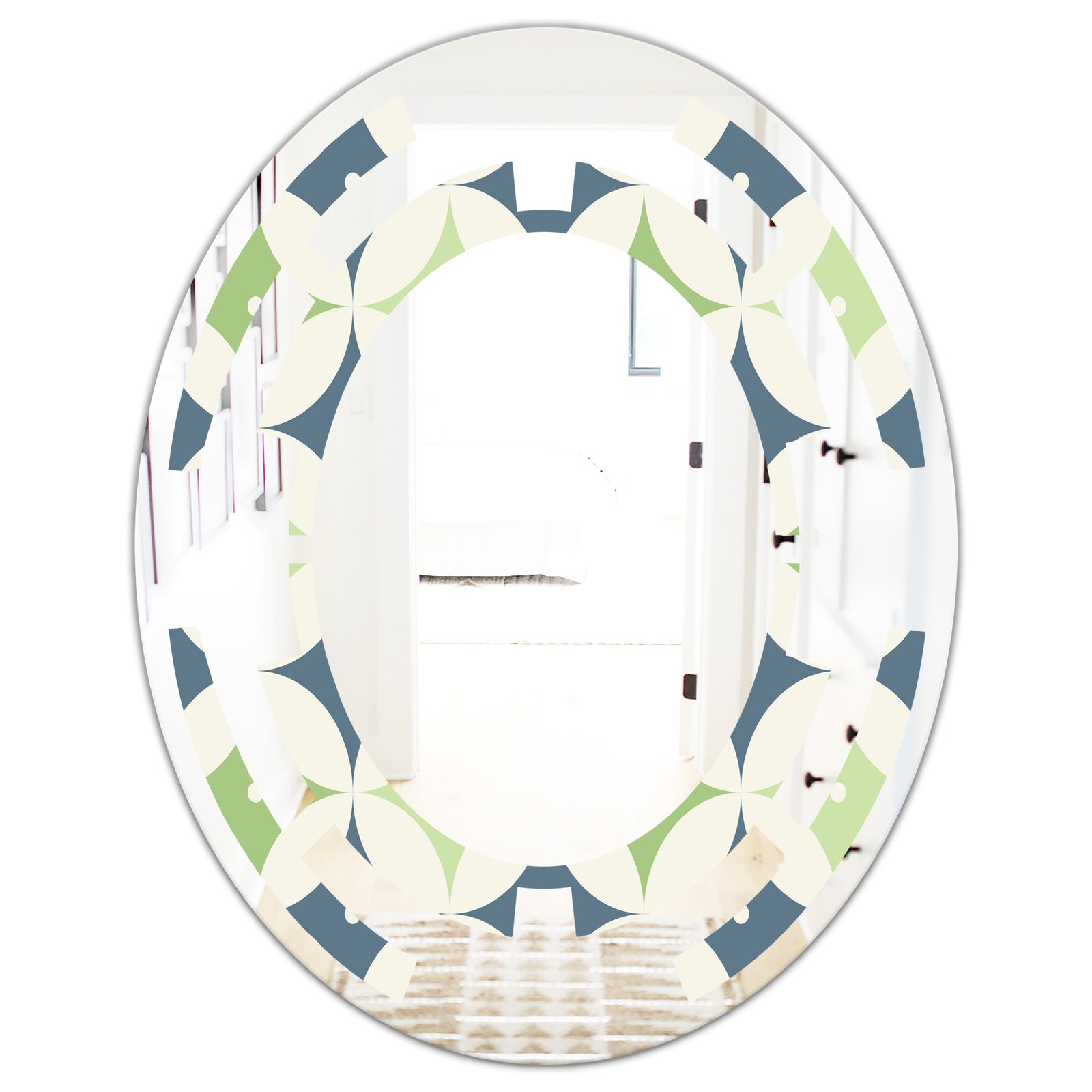 Retro Geometric Design V - Modern Round or Oval Wall Mirror - Space