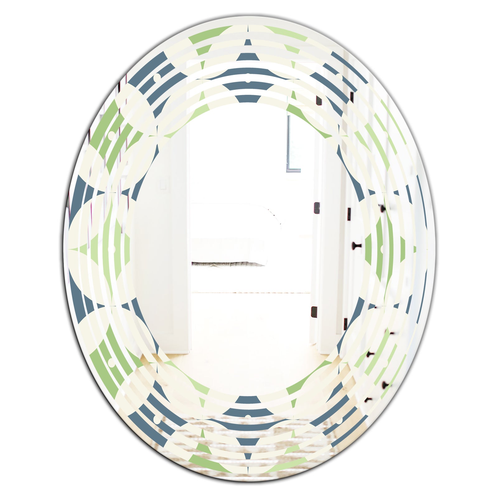 Retro Geometric Design V - Modern Round or Oval Wall Mirror - Wave