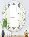 Retro Geometric Design V - Modern Round or Oval Wall Mirror - Leaves