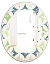 Retro Geometric Design V - Modern Round or Oval Wall Mirror - Leaves