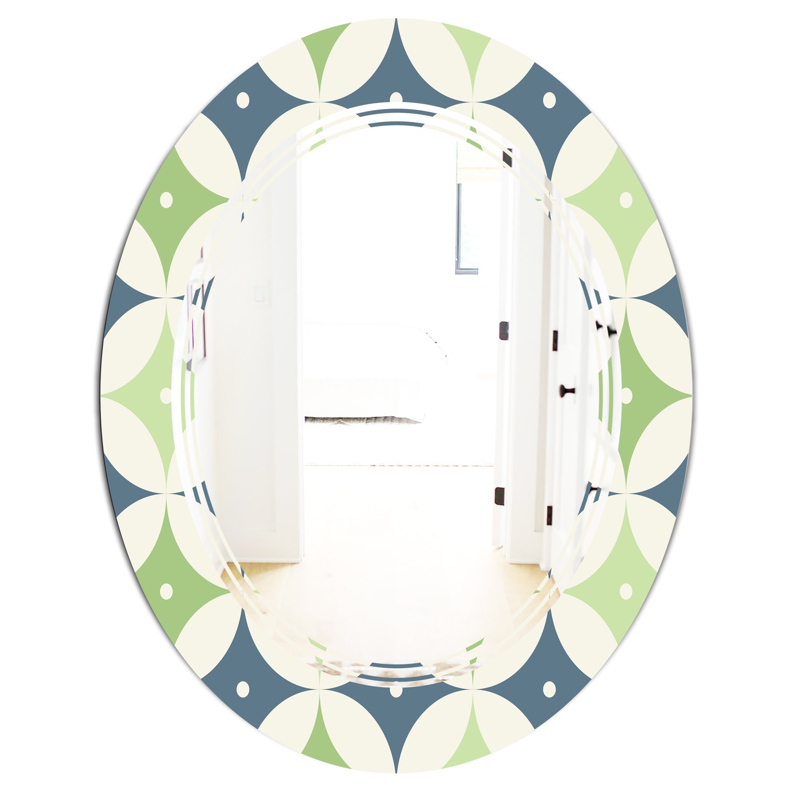 Retro Geometric Design V - Modern Round or Oval Wall Mirror - Triple C