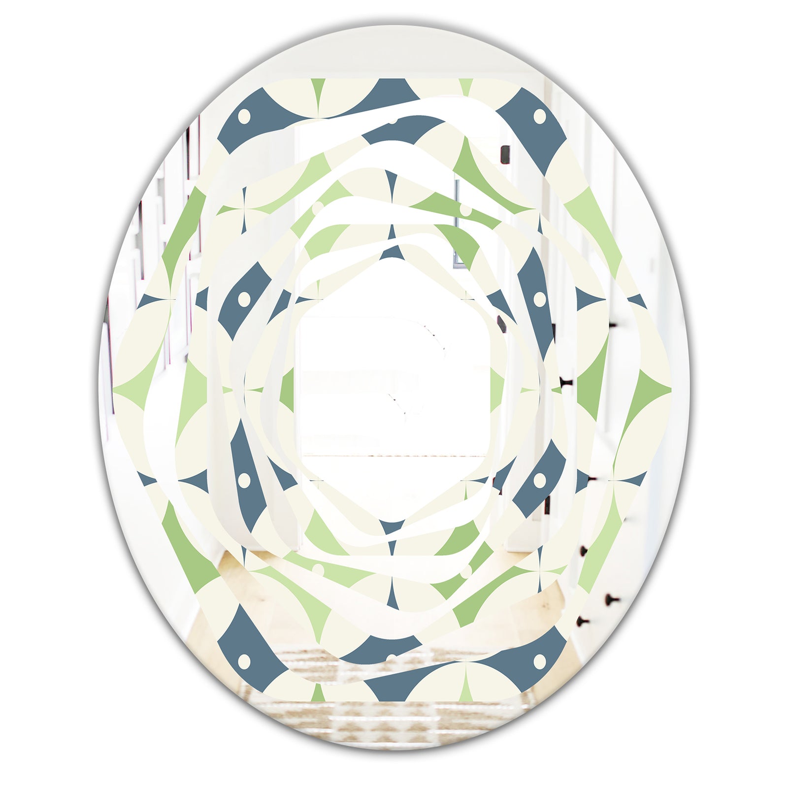 Retro Geometric Design V - Modern Round or Oval Wall Mirror - Whirl